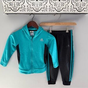 Adidas Kids Turquoise and Black Jogger Set